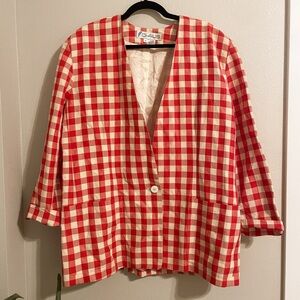 Vintage Chaus Red and White Checkered Blazer